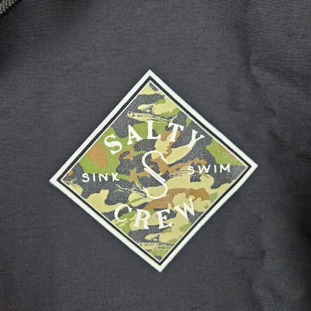 Salty Crew Mens Medium Tailed Hooded Windbreaker Jacket Black Logo Graphic